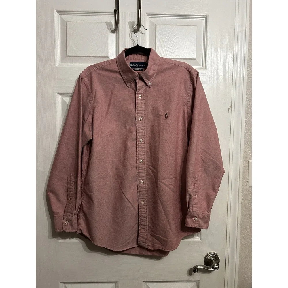 Polo Ralph Lauren Classic Fit Mens 16 Long Sleeve Shirt Flesh Pony Oxford Preppy